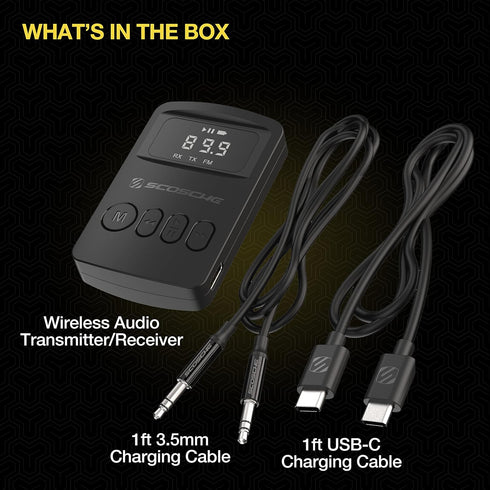 Scosche BTTRFM-SP1 Portable Bluetooth Transmitter/Receiver, FM Transmitter and Wireless Audio Receiver for TV,