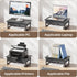 2-Tier Ekisemio Monitor Stand with Fabric Drawer Wood and Metal Computer Riser, Desk Organizer for Office, Black