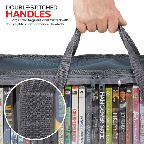 Stock Your Home DVD Storage Bags Set of 2, Media Organizer for DVDs, CDs, Blu Ray Discs, Clear Plastic Holders
