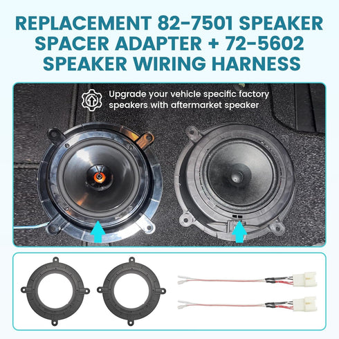 Replacement 82-7501 Speaker Spacer Adapter W/ 72-5602 Speaker Wiring Harness for Mazda 3 6 CX-5 CX-9 2013-2020 6-6.75 inch Install Bose Front Door Speaker Subwoofer Adapter