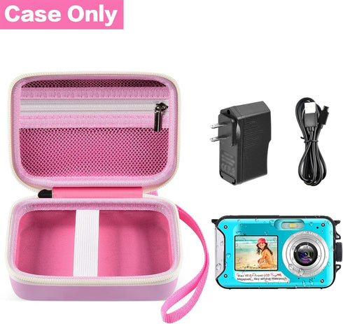 GWCASE Digital Camera Case Compatible with CAMKORY/for YISENCE/for VAHOIALD/for Kodak Pixpro/for Canon PowerShot ELPH 180 190/ for Sony DSCW800 DSCW830 Kids Camera with SD Card and Cable -Pink