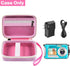 GWCASE Digital Camera Case Compatible with CAMKORY/for YISENCE/for VAHOIALD/for Kodak Pixpro/for Canon PowerShot ELPH 180 190/ for Sony DSCW800 DSCW830 Kids Camera with SD Card and Cable -Pink