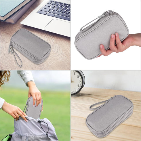 JIAKAI Travel Cable Organizer, Double Layer Electronics Accessories Organizer Bag for Cable, Charger, Phone - Grey