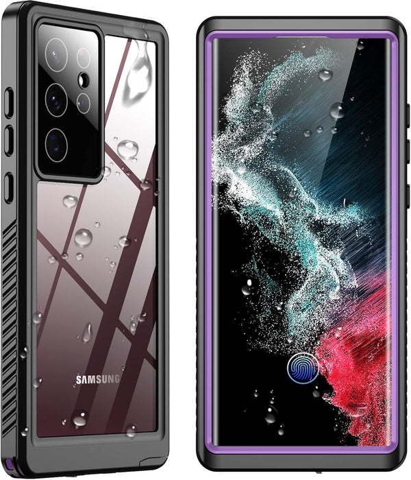 SPIDERCASE Waterproof Case for Samsung Galaxy S22 Ultra, Heavy Duty Shockproof with Built-in Screen Protector, Full
