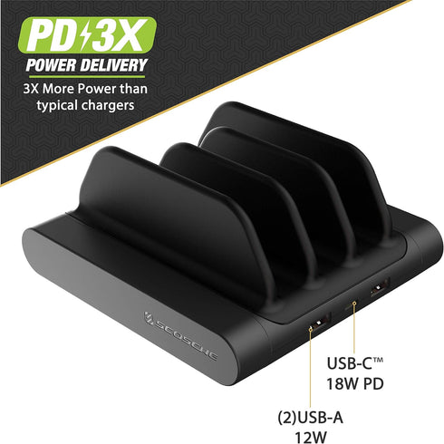 Scosche BaseLynx Modular Charging System with Qi-Certified Wireless Charging Pad and Multi-Device Charging Station with
