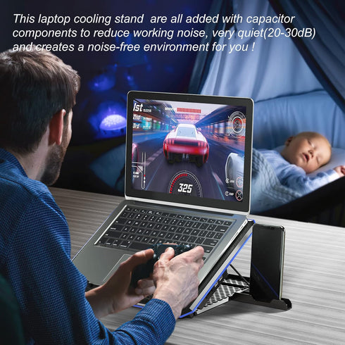 ICE COOREL Laptop Cooling Pad with 6 Fans - No Lights, Cooler for 15-17 Inches Laptops, Notebook Stand with 9 Height