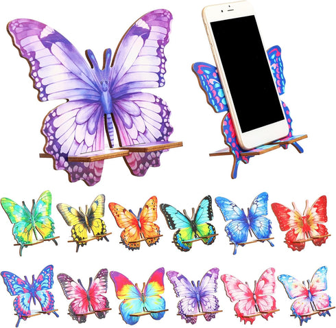 Konohan 12 Pack Wooden Butterfly Cell Phone Stands, Bulk Employee Appreciation & Spring
