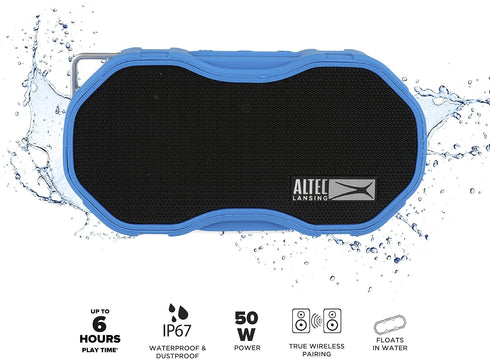 Altec Lansing Baby Boom XL - Waterproof Bluetooth Speaker, Wireless & Portable Speaker for Travel & Outdoor Use, Deep Bass & Loud Sound, 1 Pack, Blue