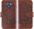 Asuwish Galaxy Note 9 Wallet Case with Flower Leather, Tempered Glass Protector, Flip Stand, Card Holder - Brown