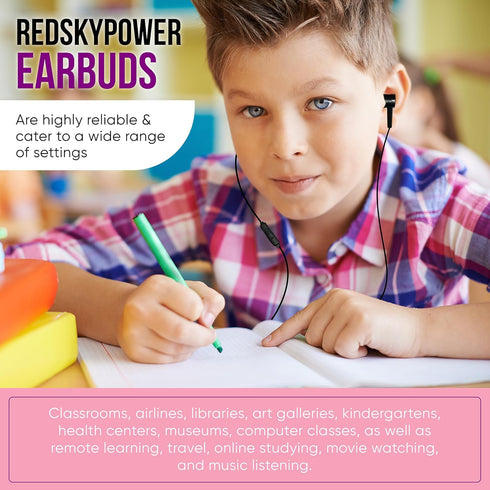 20 Pack Multi Color Kid's Wired Microphone Earbud Headphones, Disposable for Students in Classroom, Bulk Wholesale