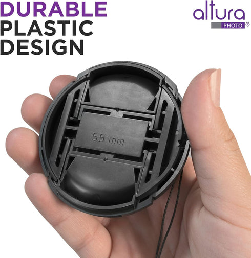 Altura Photo 55mm Lens Cap - 2 Pack for Nikon D3400, D3500, D5500, D5600 with AF-P DX NIKKOR