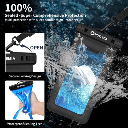 Waterproof Cell Phone Pouch Floating, Underwater Dry Bag with Neck Lanyard and Armband for iPhone Samsung Galaxy Up to