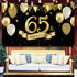 65th Birthday Black Gold Party Decoration, Large Fabric Sign Poster for 65th Anniversary Backdrop Banner, 72.8 x 43.3