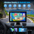 BOAODIFSH 7" Portable Wireless CarPlay Screen for Car Apple CarPlay & Android Auto, HD Touch Screen Car Stereo