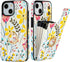 HAOPINSH Wallet Case for iPhone 13/14 with Card Holder, 360° Rotation Ring Kickstand, RFID Blocking Leather for Girls