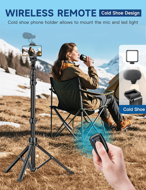 Victiv 85" 14 13 12 Phone Tripod Stand, Tall Cellphone Tripod for iPhone with Gooseneck Remote, Flexible Portable Phone