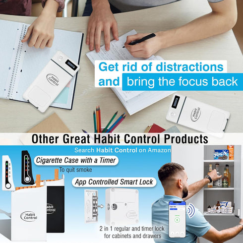 Cell Phone Lock Box with Timer for Self-Discipline, Portable Time Lock Box for iPhone and Android Smartphones