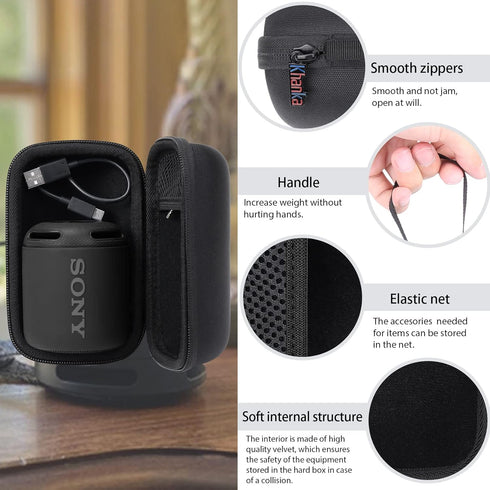Khanka Hard Travel Case for Sony SRS-XB13 Extra Bass Portable Waterproof Bluetooth Speaker (Black)