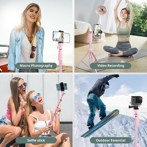 SENSYNE 72" Phone Tripod & Selfie Stick, Extendable Cell Phone Tripod Stand with Wireless Remote and Phone Holder,