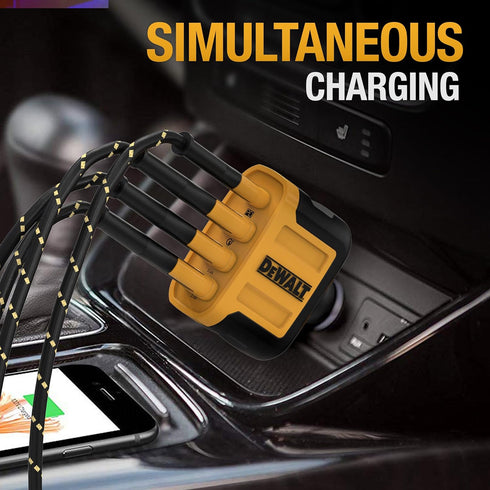 DEWALT 60W USB C Car Charger, 4 Port Fast Adapter, PD Type C Compatible with iPhone 15/Samsung, Cigarette Lighter