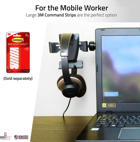 2-in-1 Monitor/Laptop Phone Holder & Headphone Hook Clip - Gravity Side Mount by GadgetRest