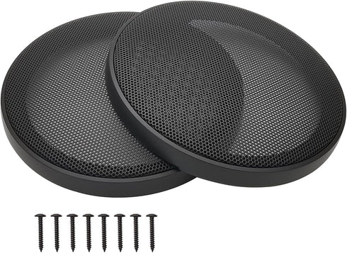 6" Black Speaker Grill Covers, Car Subwoofer Guard Protector, ABS Plastic Frame with Metal Mesh - 2Pcs