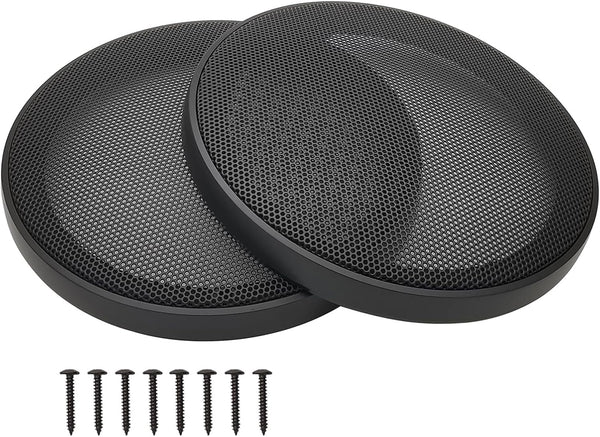 6" Black Speaker Grill Covers, Car Subwoofer Guard Protector, ABS Plastic Frame with Metal Mesh - 2Pcs
