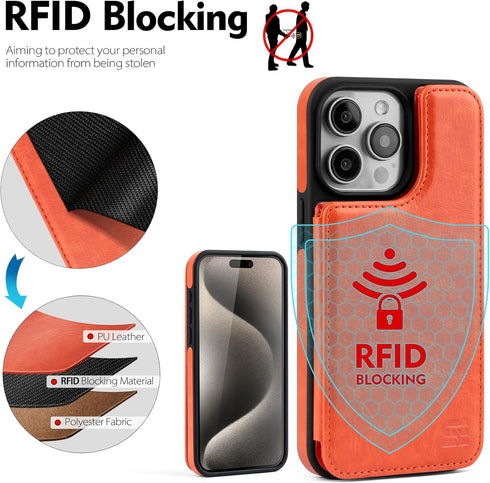iPhone 12/12 Pro Wallet Case with Card Holder, Compatible with MagSafe, PU Leather Flip Folio Protective Cover with