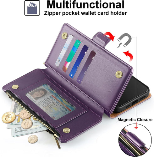 Antsturdy Wallet Case for iPhone 15 Pro Max?RFID Blocking? PU Leather Flip Phone Case for Men and Women with Strap,