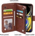 Asuwish Galaxy Note 9 Wallet Case with Flower Leather, Tempered Glass Protector, Flip Stand, Card Holder - Brown