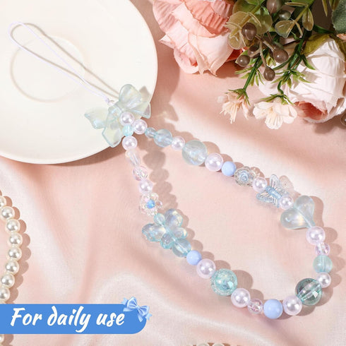 Neptniopllab Phone Charms Strap-Pink Bow Strawberry Cherry Charm Strap Universal Lanyard Chain String for Phone Case