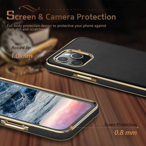 LOHASIC Luxury Leather Slim Business Case for iPhone 12/12 Pro, Soft Grip Shockproof Bumper Cover for Men and Women -