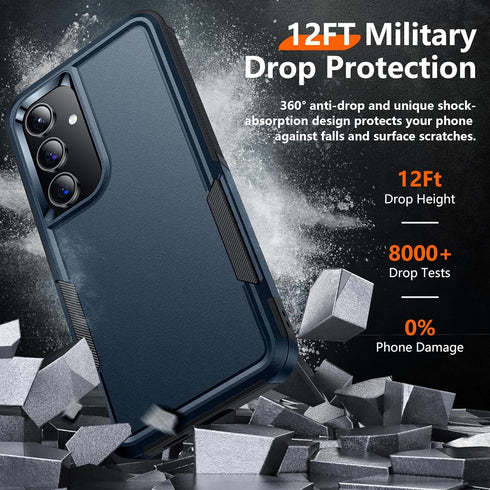 Red2Fire Samsung Galaxy S24 Case - Heavy Duty Full Body Protection, Military Grade, Seablue + 2Pcs Tempered Glass