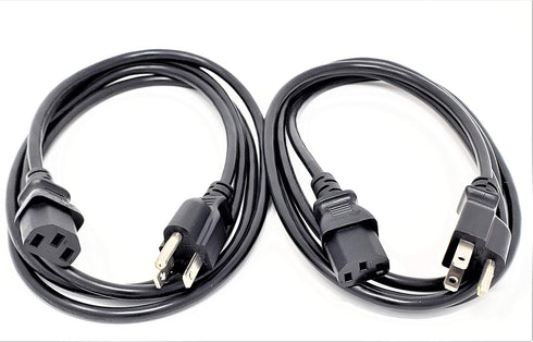 Inc. 6 Feet Universal AC Power Cord UL Approved NEMA 5-15P to C13 Black, 2-Pack