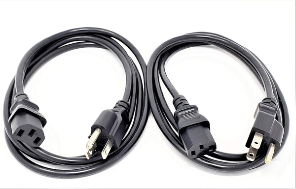Inc. 6 Feet Universal AC Power Cord UL Approved NEMA 5-15P to C13 Black, 2-Pack
