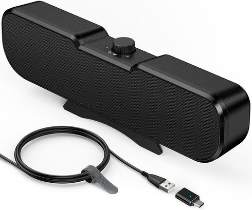Cirqon Computer Speakers for Desktop PC, Easy Volume Knob, Sturdy Clamp, Basic Sound,