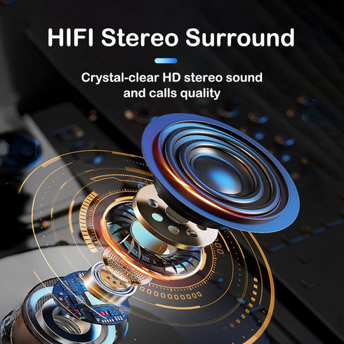 Open-Ear Wireless Bluetooth Headphones, Noise Cancelling Earbuds with LED Display, Wireless Charging Case