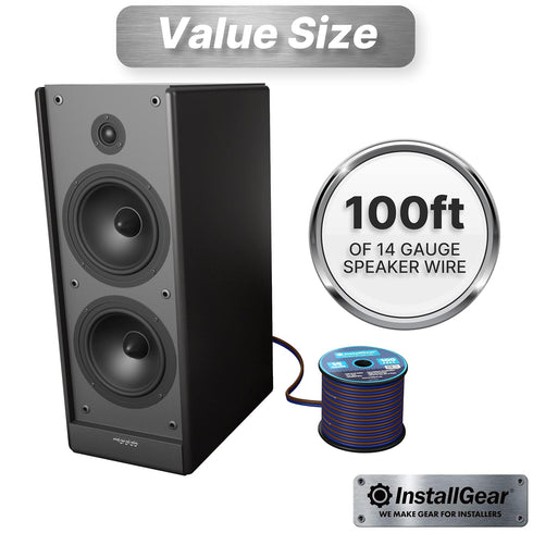 InstallGear 14 Gauge Speaker Wire Cable 100 ft, 14 AWG True Spec Soft Touch Cables for Car Audio, Stereos & Home Theater