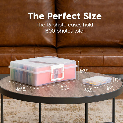 IRIS USA 4" x 6" Photo Storage Craft Keeper, 2 Pack with 16 Organization Cases for Pictures and Crafts