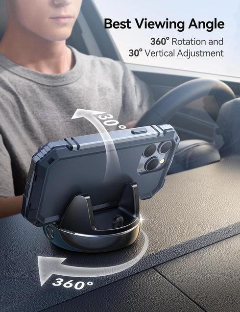 JOYROOM 360 Car Phone Holder Mount, Adjustable & Avoid Sun Glare Phone Holder for Car, Slip Free Spring Snap Design