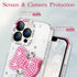 iPhone 15 Case - Pink Bling Diamond Glitter Rhinestone, 3D Bowknot, Cute Sparkly Gem, Luxury Fashion, Clear Protective.