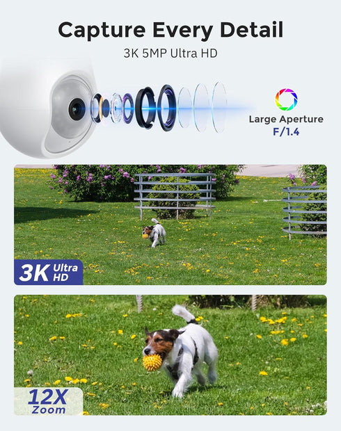 Hugolog 3K Light Bulb Security Cameras Wireless Outdoor-2.4GHz Cameras for Home Security Indoor with AI Sound Processing&Motion Detection,Color Night Vision,Auto Tracking,Siren Alarm,2-Way Talk