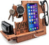 Greta Oto Wood Phone Docking Station for Men | Nightstand Bedside Desk Organizer |