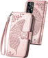 Wallet Case for Galaxy A52 4G/5G, PU Leather Flip Cover with Wrist Strap, Cash Credit Card Slots, Emboss Butterfly