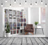 BELECO 7x5ft Fabric Living Room Backdrop Modern Room Interior with Armchair White Bookcase, Office Zoom Meeting