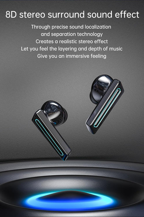 True Wireless Earbuds, 2024 Bluetooth 5.3 Waterproof Touch Control Headset with LED Power Display - Model 44