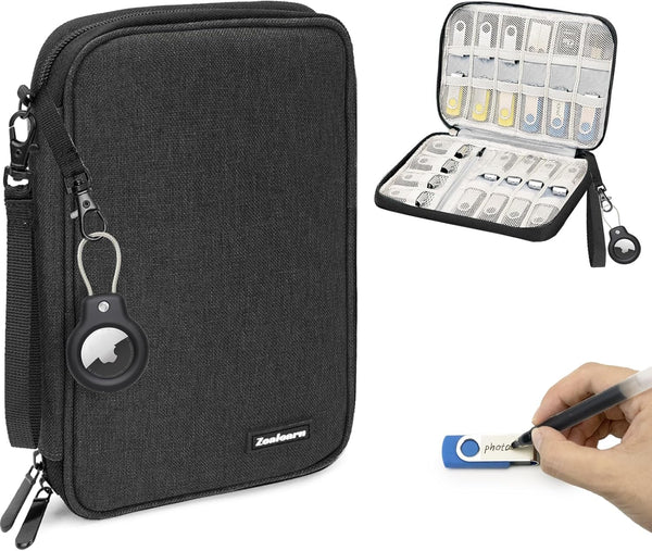 Zealearn USB Flash Drive Case with Labels, USB Organizer Holds 24 Pcs, USBs