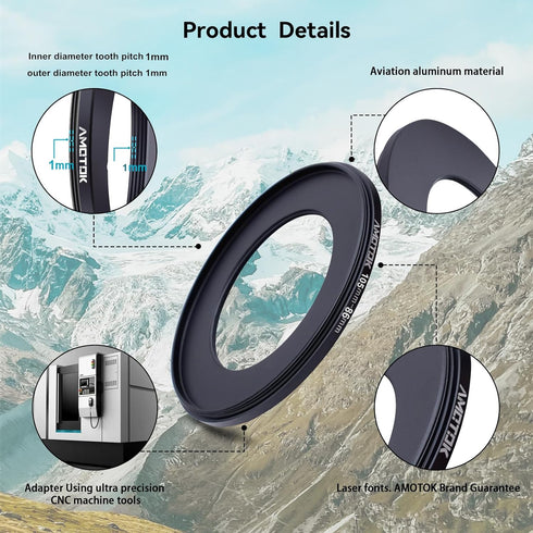 105mm to 86mm Camera Lens Adapter, 105mm-86mm Filter Step-Down Ring, CNC Machined for 86mm Filters