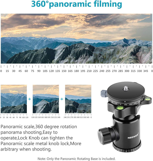 Neewer Panoramic Panning Base with Style Plate, 3/8-inch Screw Aluminum Alloy Panorama Ball Tripod Head, Load Capacity