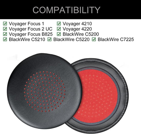 Plantronics Voyager Focus 1/2 UC Replacement Ear Pads Cover, Voyager 4210/4220, Poly BlackWire 5200/5210/5220/7225.